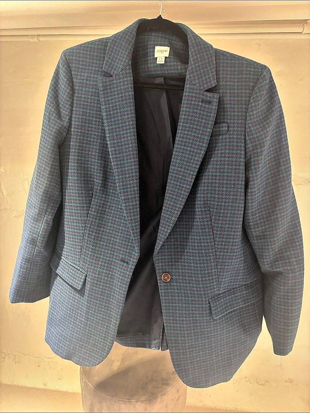 J.Crew Houndstooth Blazer in Green & Purple Like New